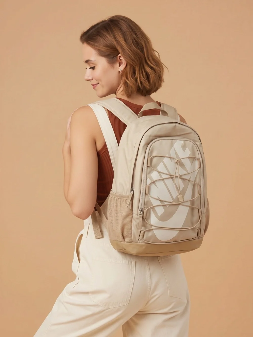 Nike Beige Backpack with White Logo
